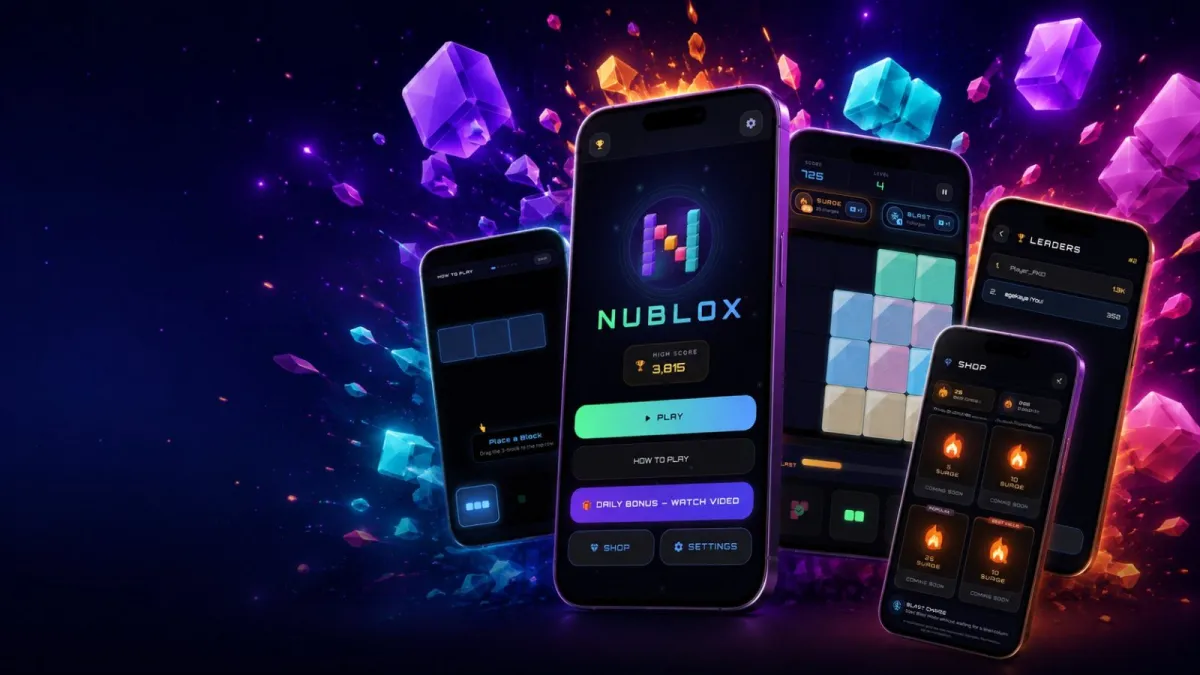Nublox key art with app screens
